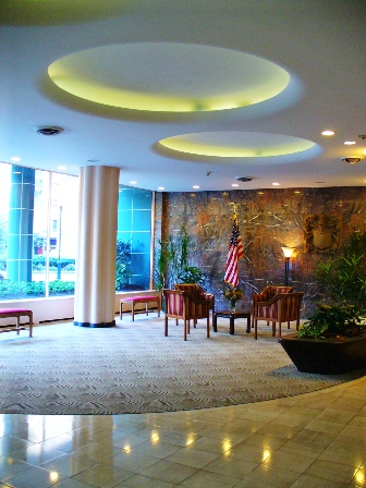 Lobby of luxury condo building Philadelphia