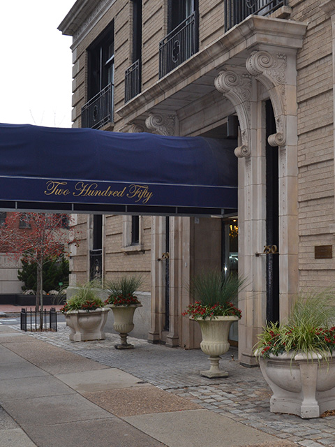 Exterior of 250 South 17th Street boutique luxury condo building in Philadelphia Rittenhouse Square neighborhood