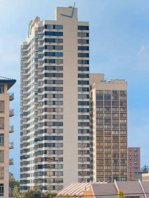 Luxury condo high-rise, Cityview Condominiums in Fairmount Park.